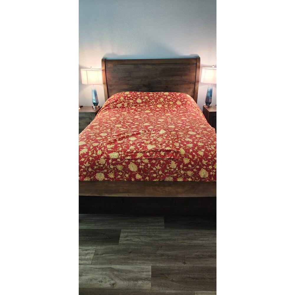 Pottery Barn Collette Vanessa Palampore Red Linen Blend Queen Full Duvet Sham - Picture 4 of 11